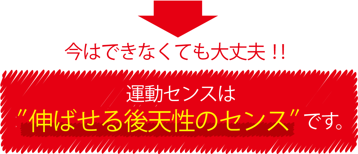 今はできなくても大丈夫!! 運動センスは″伸ばせる後天性のセンス″です。