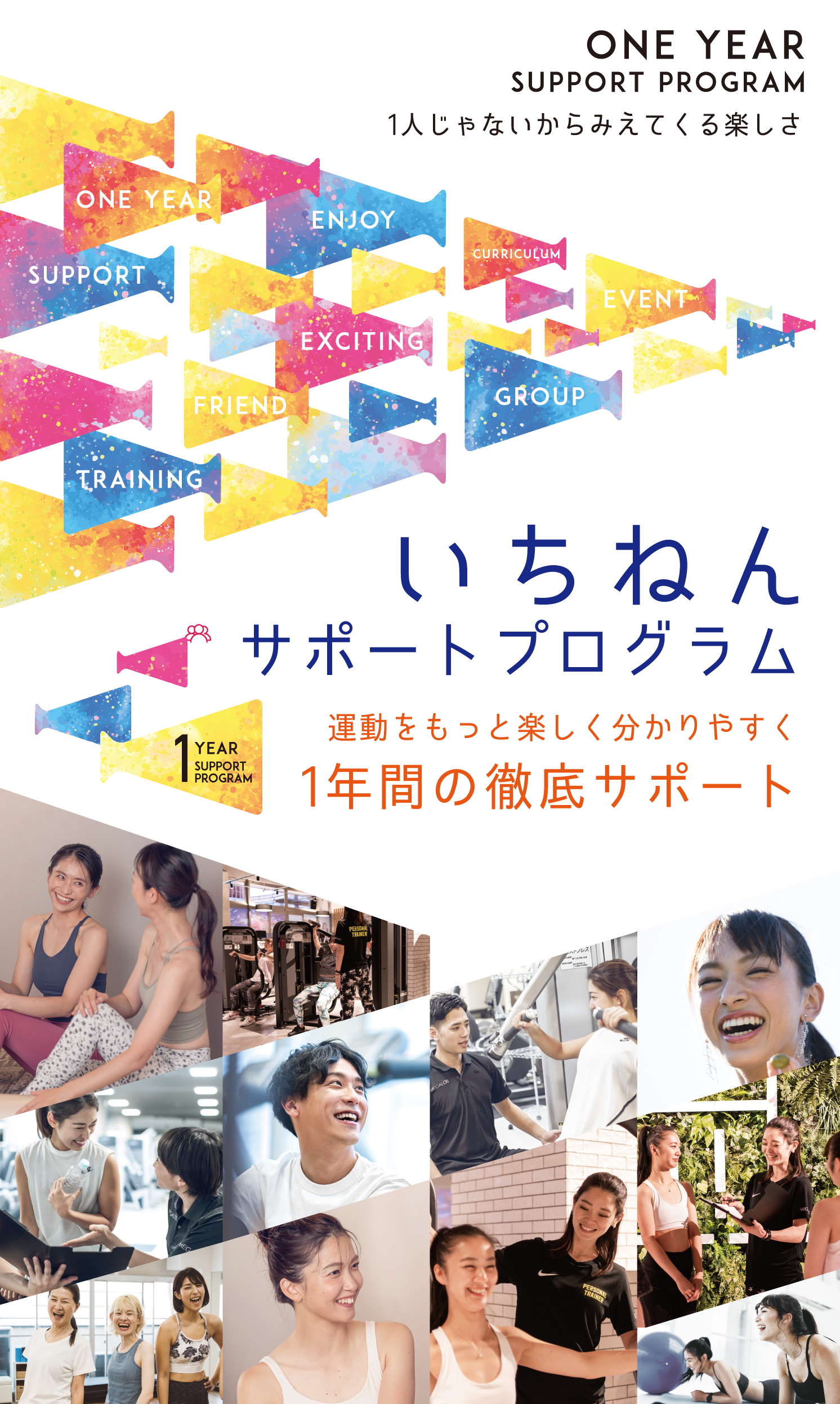 メガロスいちねんサポートプログラム 運動をもっと楽しく分かりやすく1年間の徹底サポート